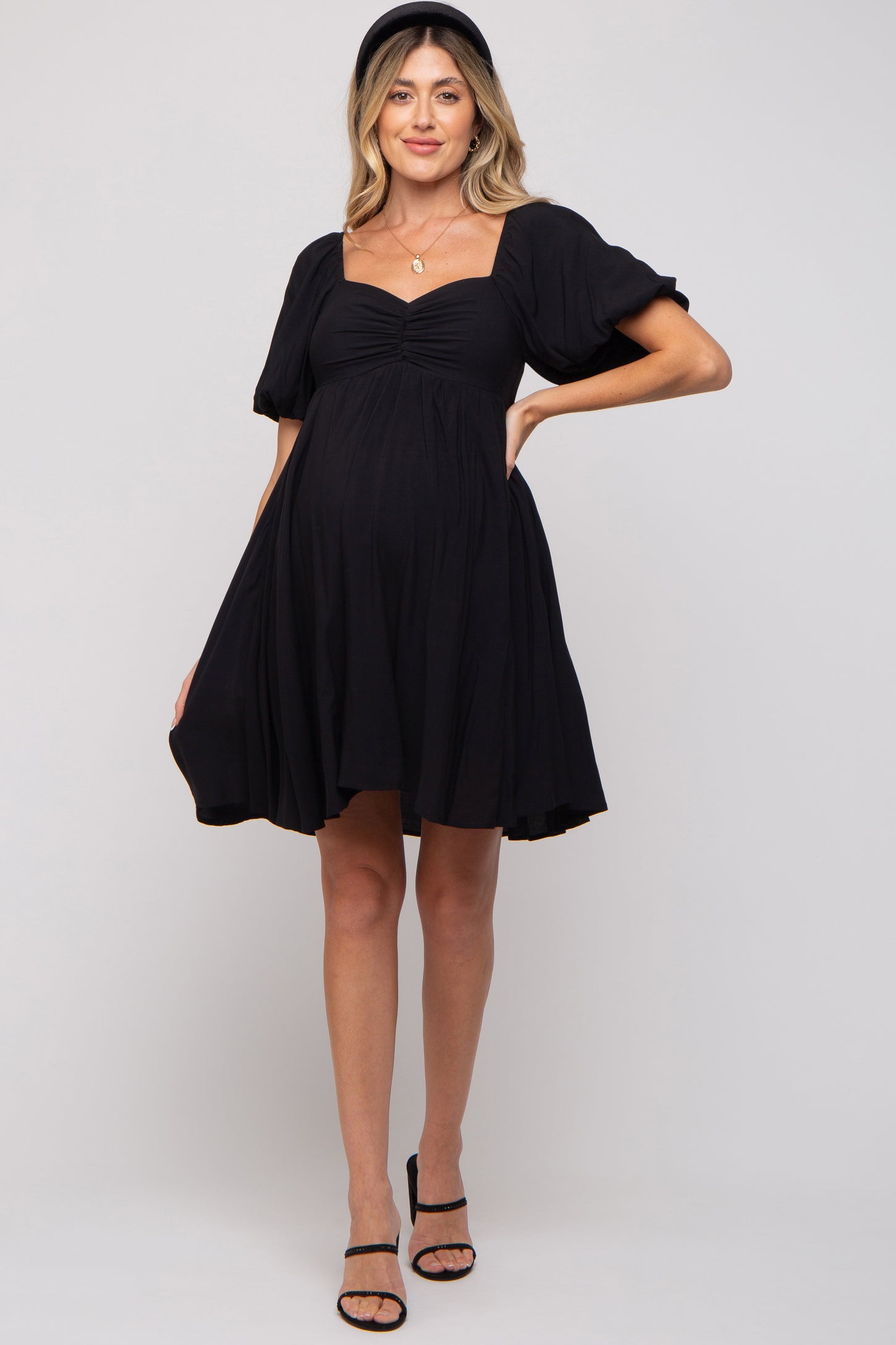 Flounce London Maternity basic jersey short sleeve midi dress in black |  ASOS
